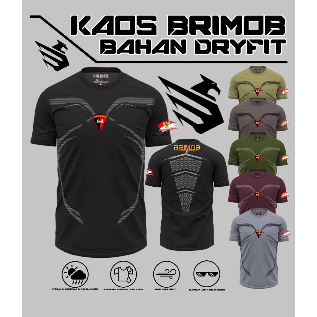 kaos brimob terbaru bahan dri-fit premium