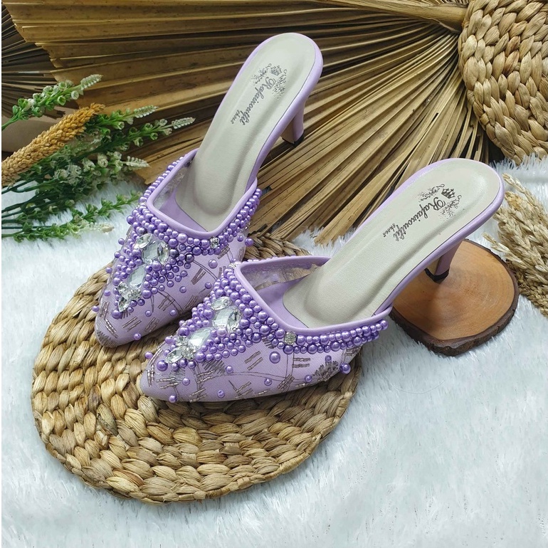 sepatu wedding wanita angela lilac tinggi 5cm runcing