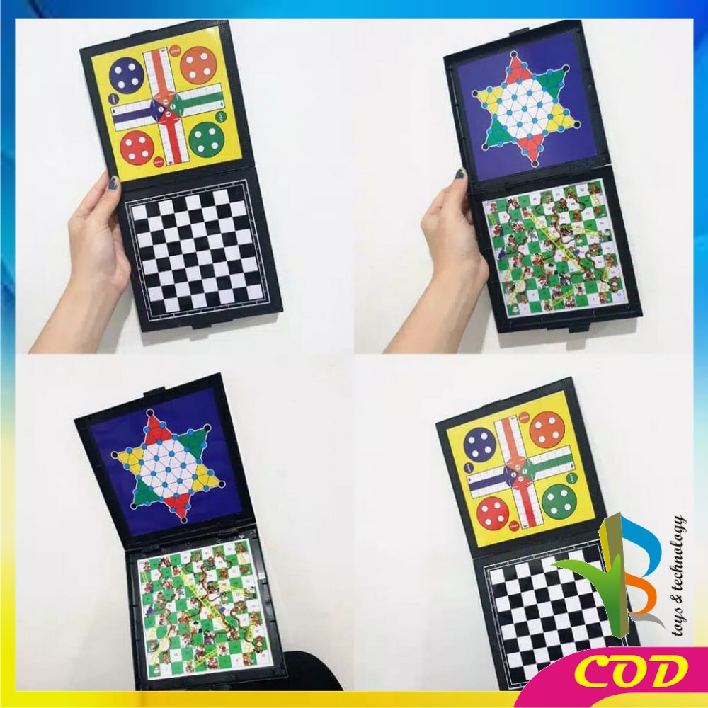 RB-M59 Magnetic Board Games 5in1 Permainan Papan Catur Magnet Game Ludo Mainan Anak Ular Tangga