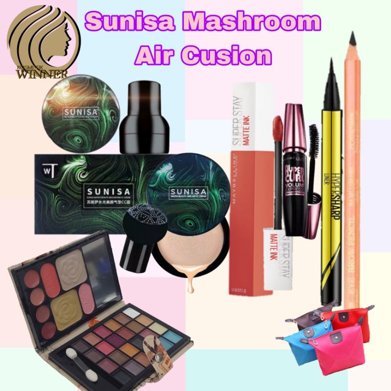 Paket MakeUp Sunisa Masroom Air Cusion BB CC Cream Set 6 in 1 / SUNISA MASROOM AIR CUSION