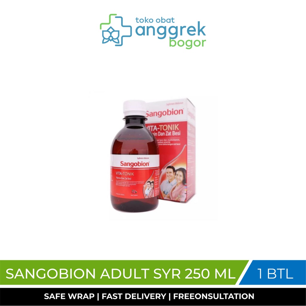 SANGOBION SIRUP 250 ML DEWASA/PENAMBAH DARAH/VITAMIN PENAMBAH STAMINA/VITAMIN UNTUK PENDERTIA ANEMIA