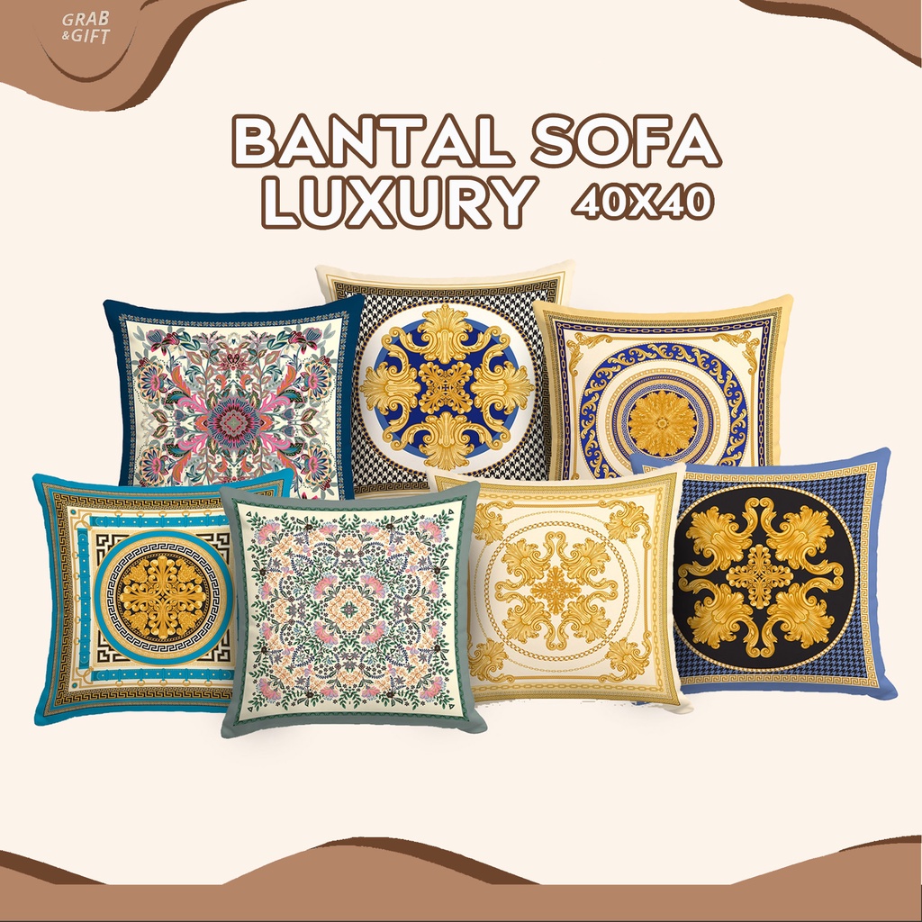 Bantal Sofa Motif Classic Luxury 40x40 cm Cushion Pillow Gold Vintage Versac Rome