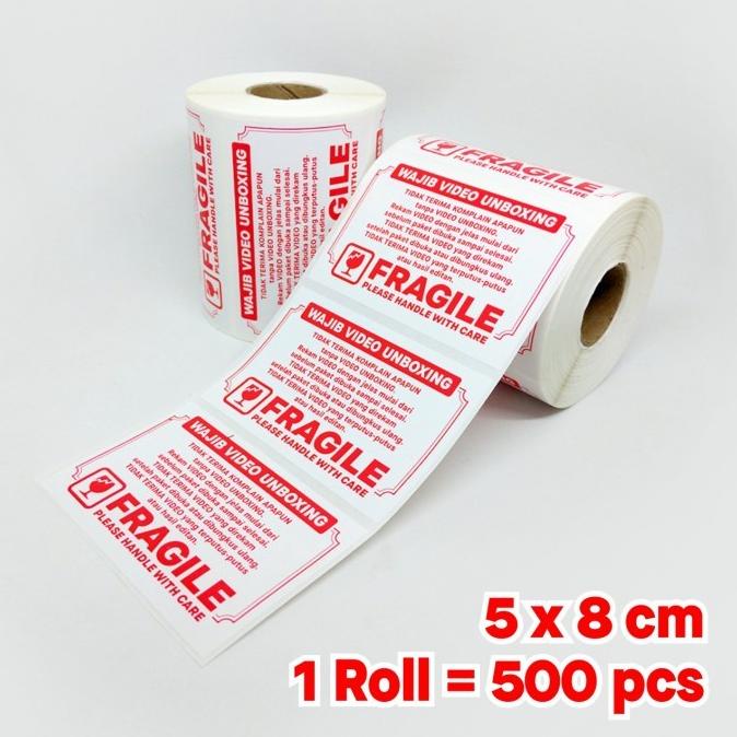 

STICKER LABEL FRAGILE STIKER WAJIB VIDEO UNBOXING 8 X 5 CM (1 ROLL ISI 500 PCS) TERLARISS...,,,,,