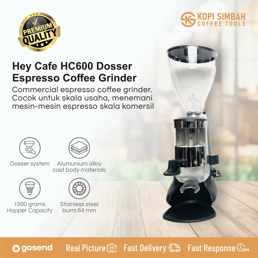 Commercial Electric Coffee Grinder HEYCAFE HC600S Doser Alat Penggiling Biji Kopi Hey Cafe HC 600 S