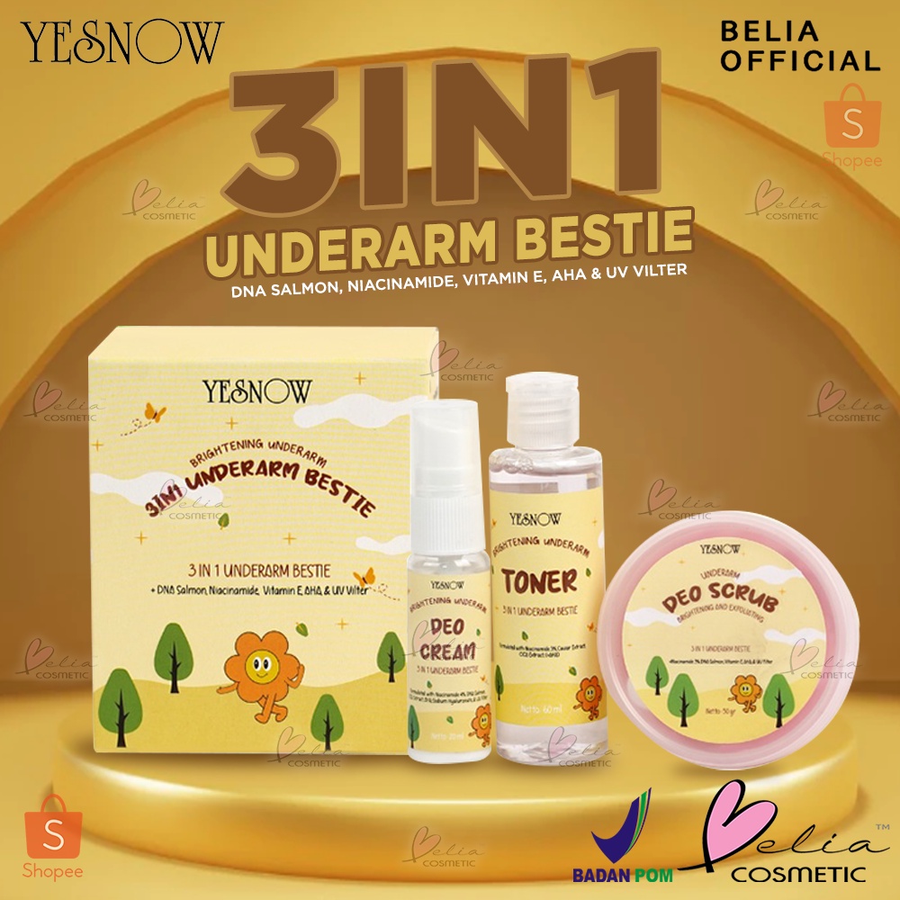 ❤ BELIA ❤ YESNOW 3IN1 Underarm Bestie Package | Paket Perawatan Ketiak | Brightening + DNA Salmon Niacinamide Vitamin E | BPOM