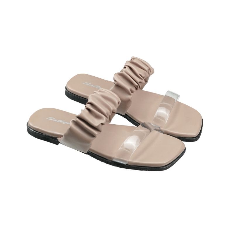 Sandal Fllat Kerut Mika Transparant Wanita (BTR)