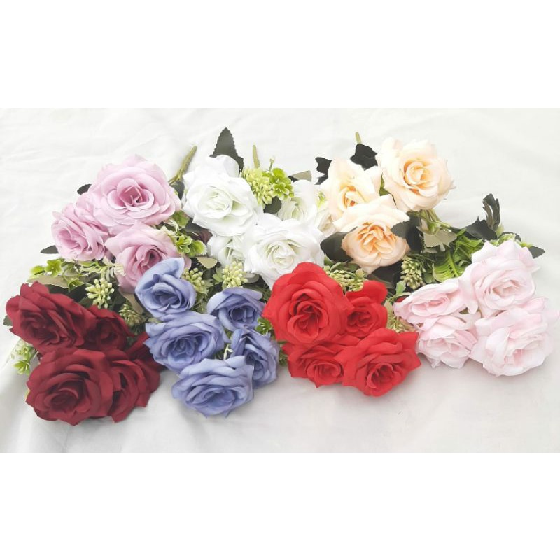 BUNGA MAWAR SEGI KAIN / BUNGA ARTIFICIAL-BUNGA MEJA-BUNGA DEKOR-BUNGA KECIL-BUNGA MAWAR HIASAN BUKET