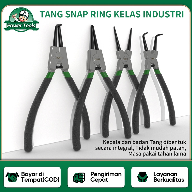 ISKU Tang Snap Ring Circlip Pliers ES IS EB IB CR-V Steel 45# 7'' Multifungsi Tang Internal Lurus / Tang Eksternal Lurus / Tang Internal Melengkung / Tang Eksternal Melengkung