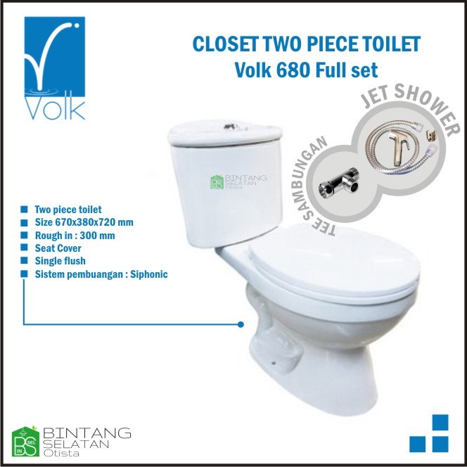 Kloset Kloset Duduk Volk/ Closet Two Piece Toilet Volk 680 Monoblok Fullset