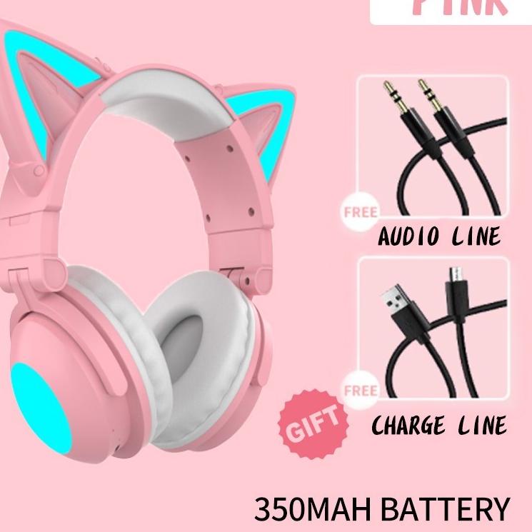 Promo Today Wireless RGB Gaming Cat Ear Headset Bluetooth 5.0 Headphone ZW-068 headphones with Micro