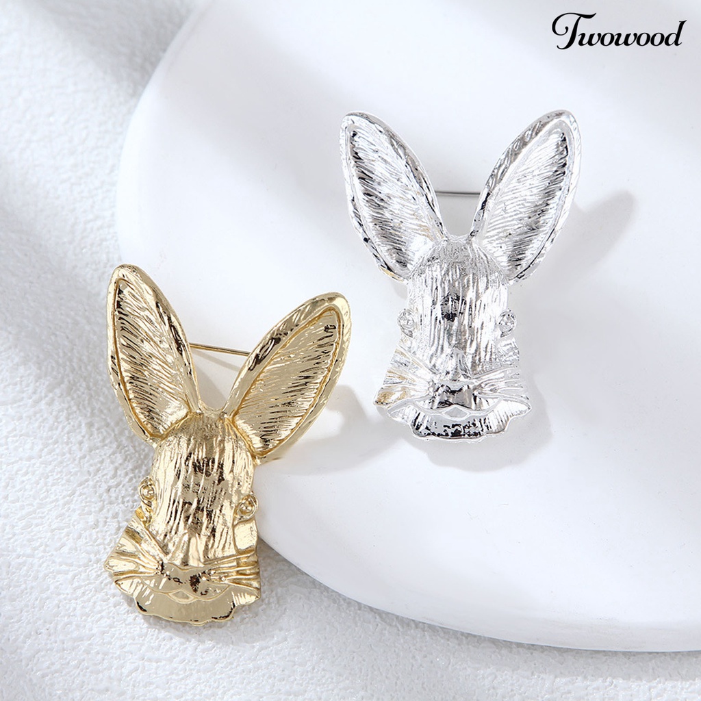 Twowood Rabbit Bros Vintage Meriah Kartun Serba Guna Bright Luster Hias Hadiah Wanita Bunny Animal Badge Suit Pin Paskah Dekorasi Untuk Artistik