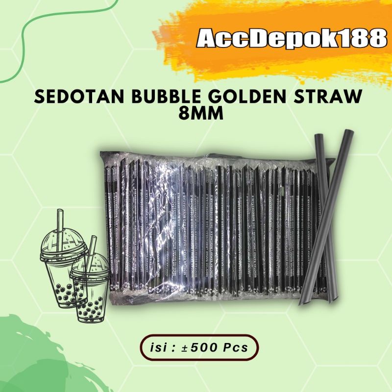 [500 pcs] Sedotan Lancip 8mm Steril / Sedotan OXO Golden Straw / SEDOTAN CAPCIN / SEDOTAN GRESS JELLY WARNA HITAM