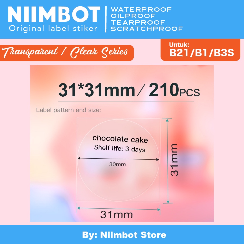 

Promo Thermal Label Stiker Niimbot B21 B1 B3S Sticker Refill Label - Clear Bening Transparent