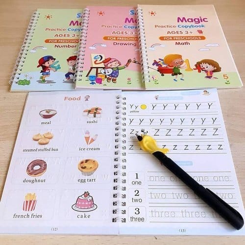 &lt;^ SJA ^&gt;  Buku Belajar Anak Sank Magic 1 Set Isi 4 Buku dan Pulpen Set Buku Latihan Belajar Menulis