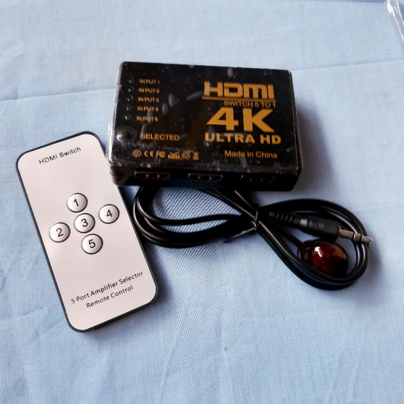 HDMI SWITCH 5 PORT IN 5 PORT OUT 1 PORT + REMOTE ADAPTOR FULL HD 1080