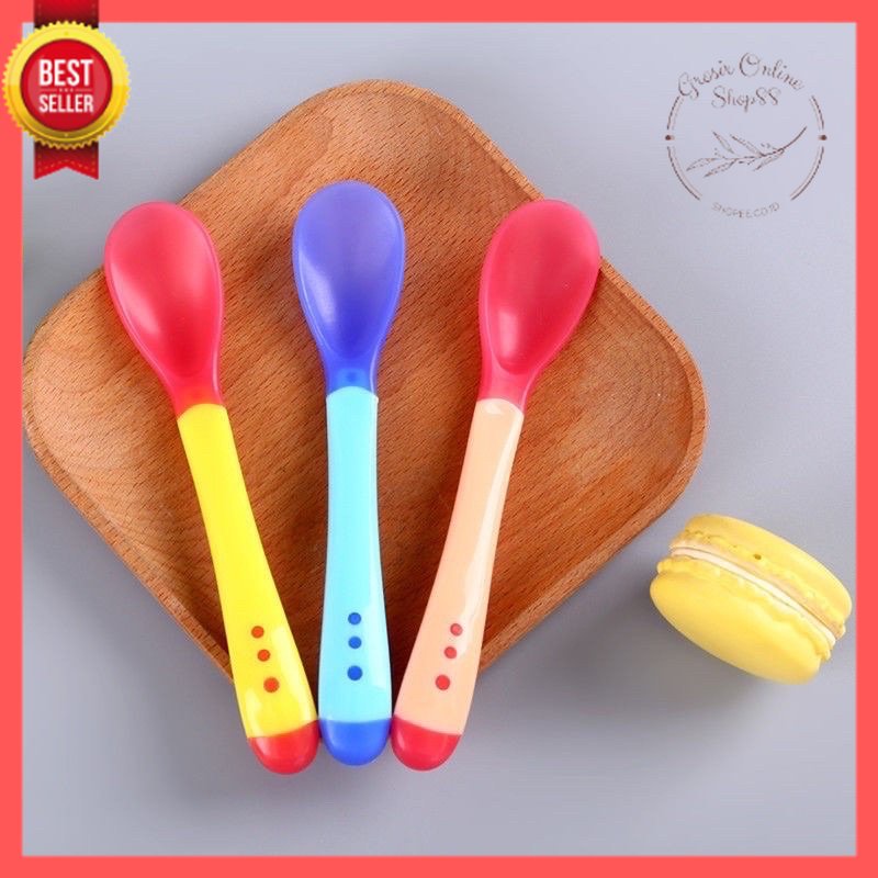 GOS -I204- Sendok Makan Bayi - Sendok Makan Silikon - Baby Spoon Silicone BPA Free - Sendok Sensor Suhu