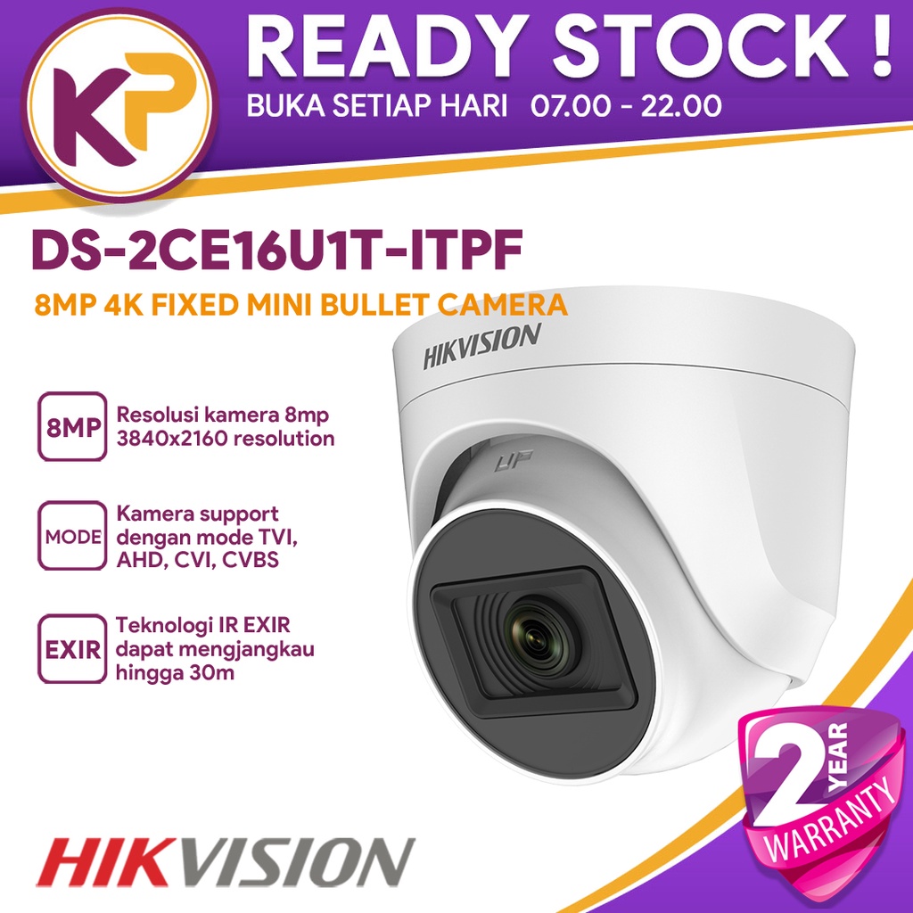 Jual Hikvision Ds Ce U T Itpf Mp K Turbo Hd Fixed Turret Exir