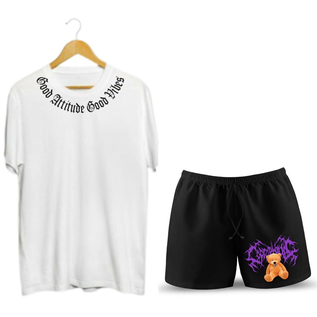 Setelan Set T-Shirt Putih dan Hitam GT Setelan boxer