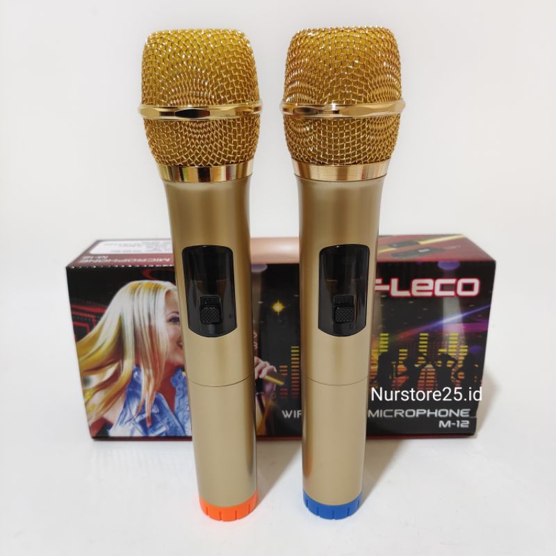 Fleco Microphone wireless M12 Mic Karaoke Double Tanpa Kabel