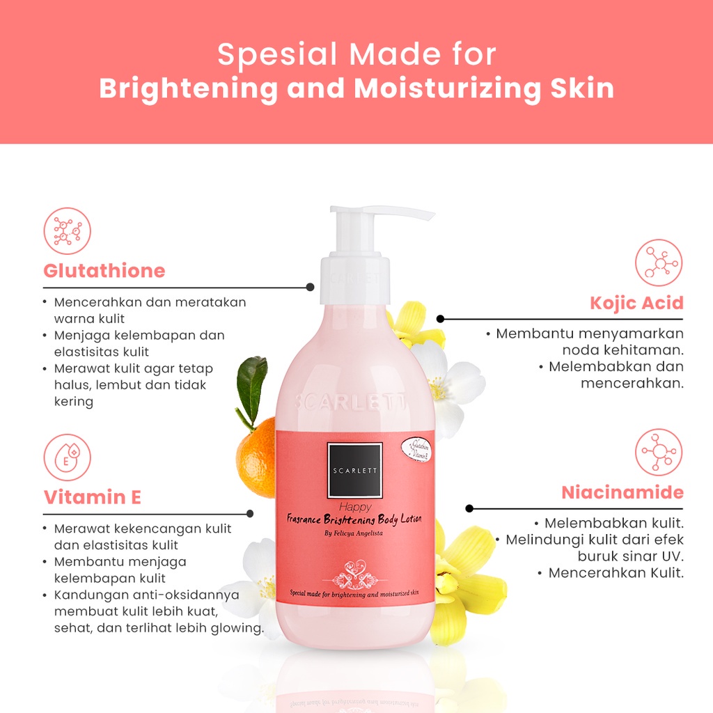 Scarlett Whitening Body Lotion Series Romansa Jolly Happy Loving Charming Fantasia Freshy Tube 300ml 180ml BPOM