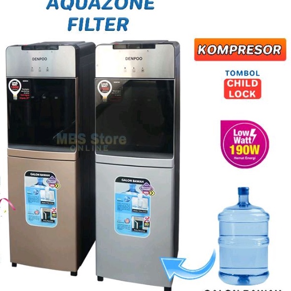 Dispenser Galon Bawah Denpoo Aquazone Filter Kompresor