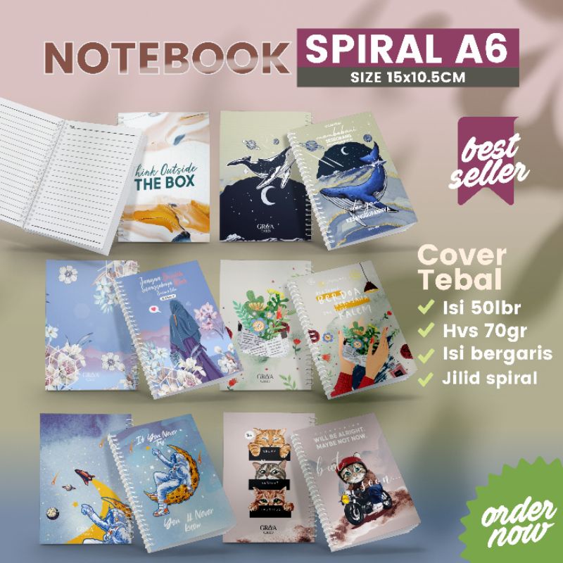 

NOTEBOOK SPIRAL A6 | BUKU TULIS SPIRAL | BUKU CATATAN BERGARIS | BLOKNOTE | JURNAL A6