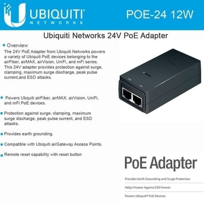 Adaptor Ubiquiti Adaptor Poe 24V 0,5A ( Poe-24-12W )