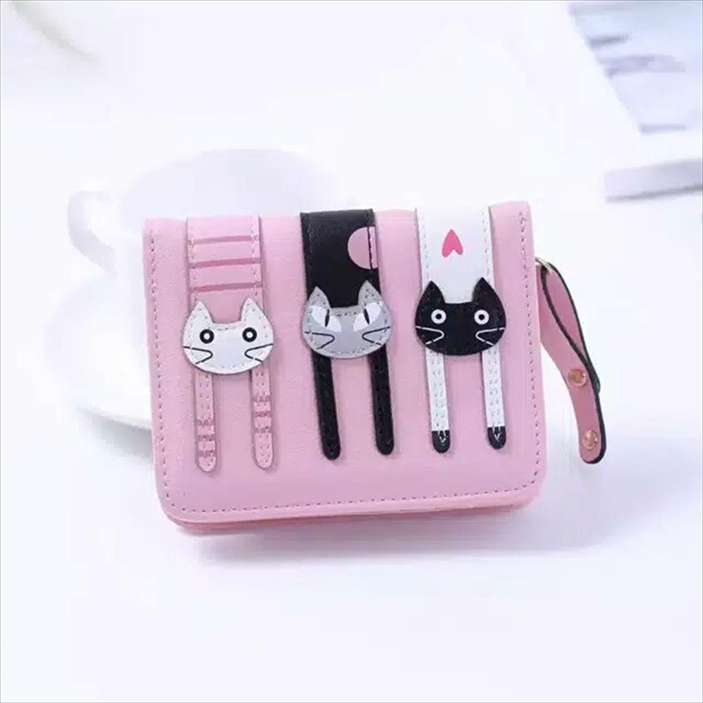 MJS 098 - Wallet / Dompet Wanita Lipat Mini fashion korea Triple Cat