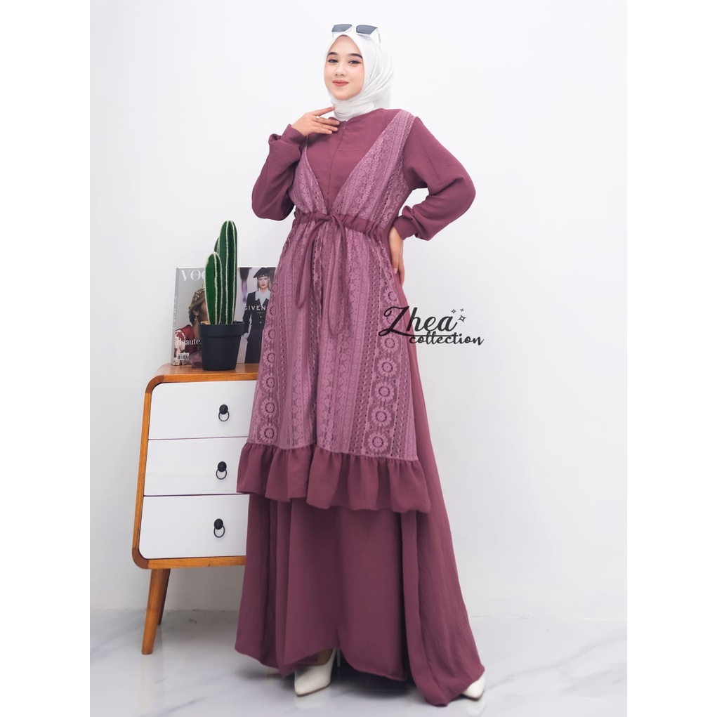 TGC - Ready Aurora Maxy Gamis Crincle mix brukat Malika