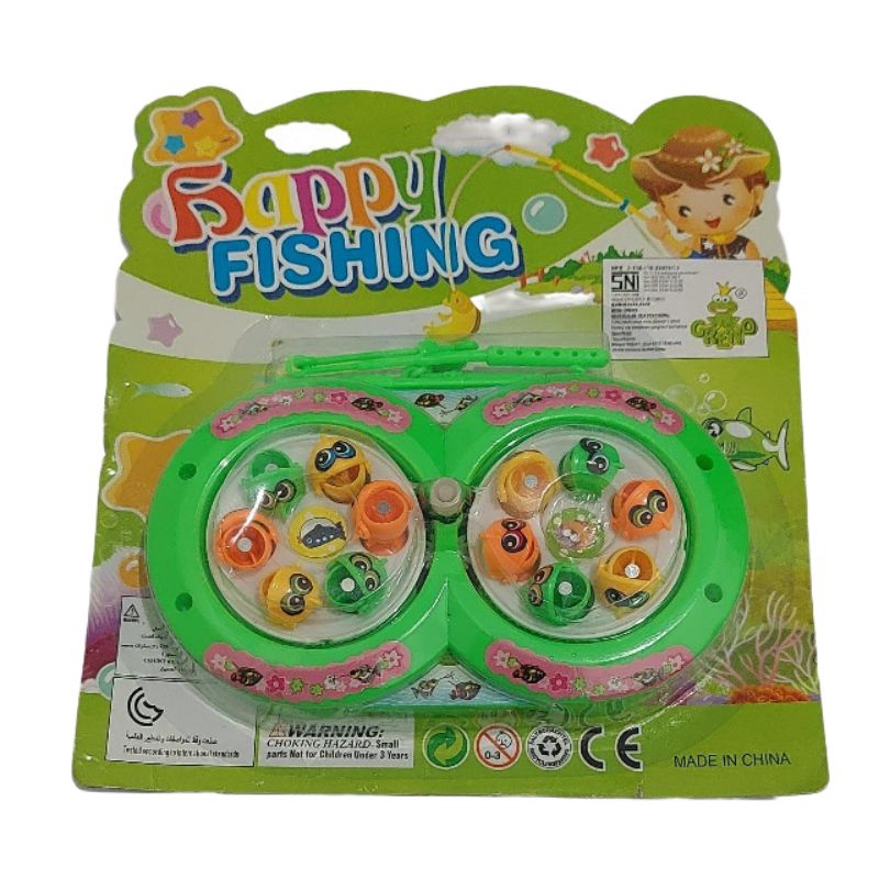 Mainan Anak Pancingan Ikan Magnet Putar 2 Kolam Happy Fishing