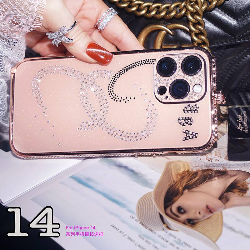 IPHONE Bling Berlian Mibile Ponsel Bumper Armor Case Untuk iPhone14 13 12 11 Pro Plus Case Glitter Berlian Imitasi Bingkai Logam Untuk iPhone14 iPhone13 iPhone12 iPhone11