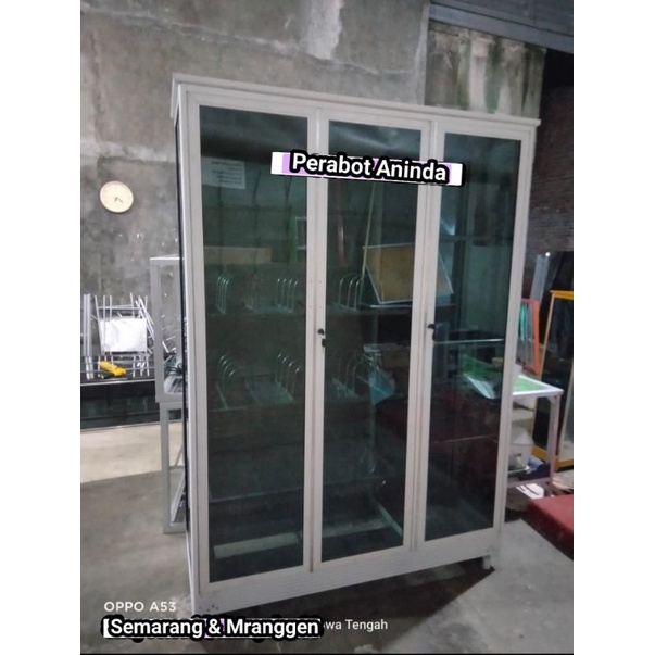 (SEMARANG KOTA & SEKITAR) RAK PIRING BUNGKUS ALUMUNIUM KACA PINTU 3
