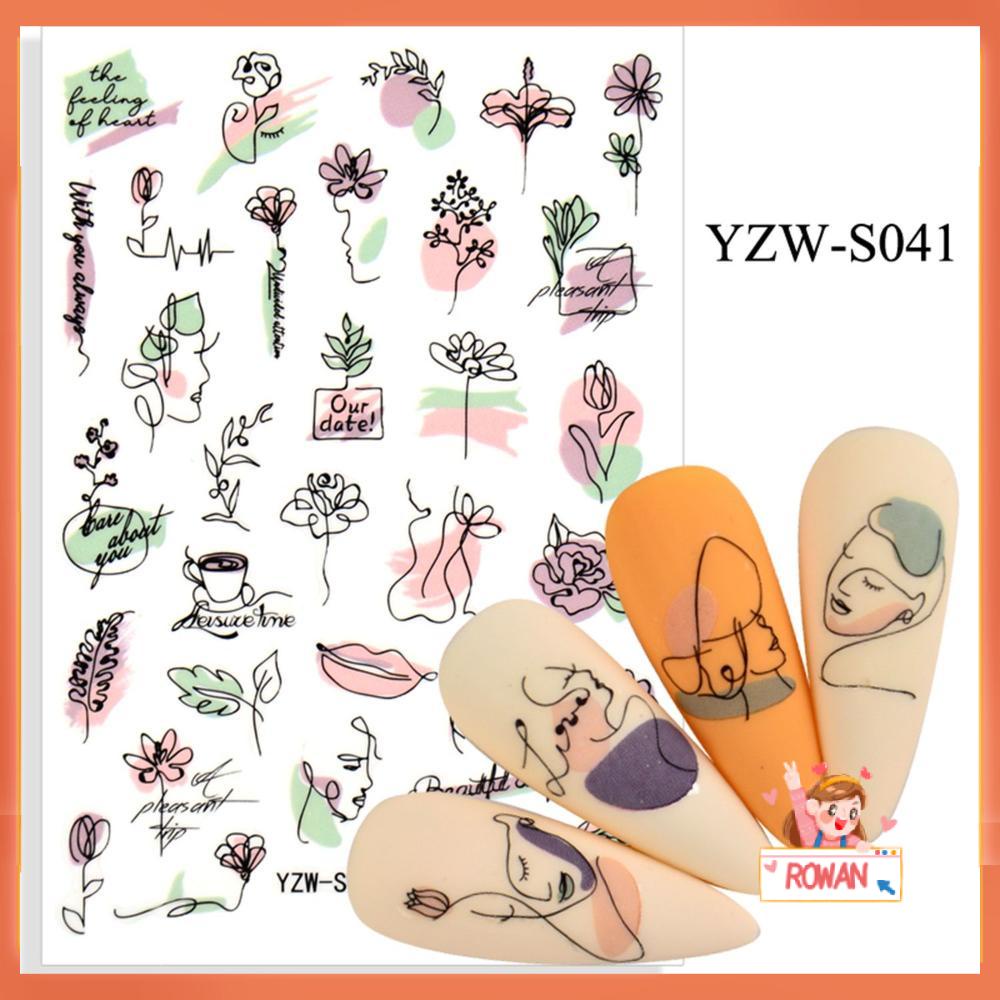 R-flower 1lembar Stiker Kuku Wanita Facial Graffiti Stylish Nail Art Dekorasi