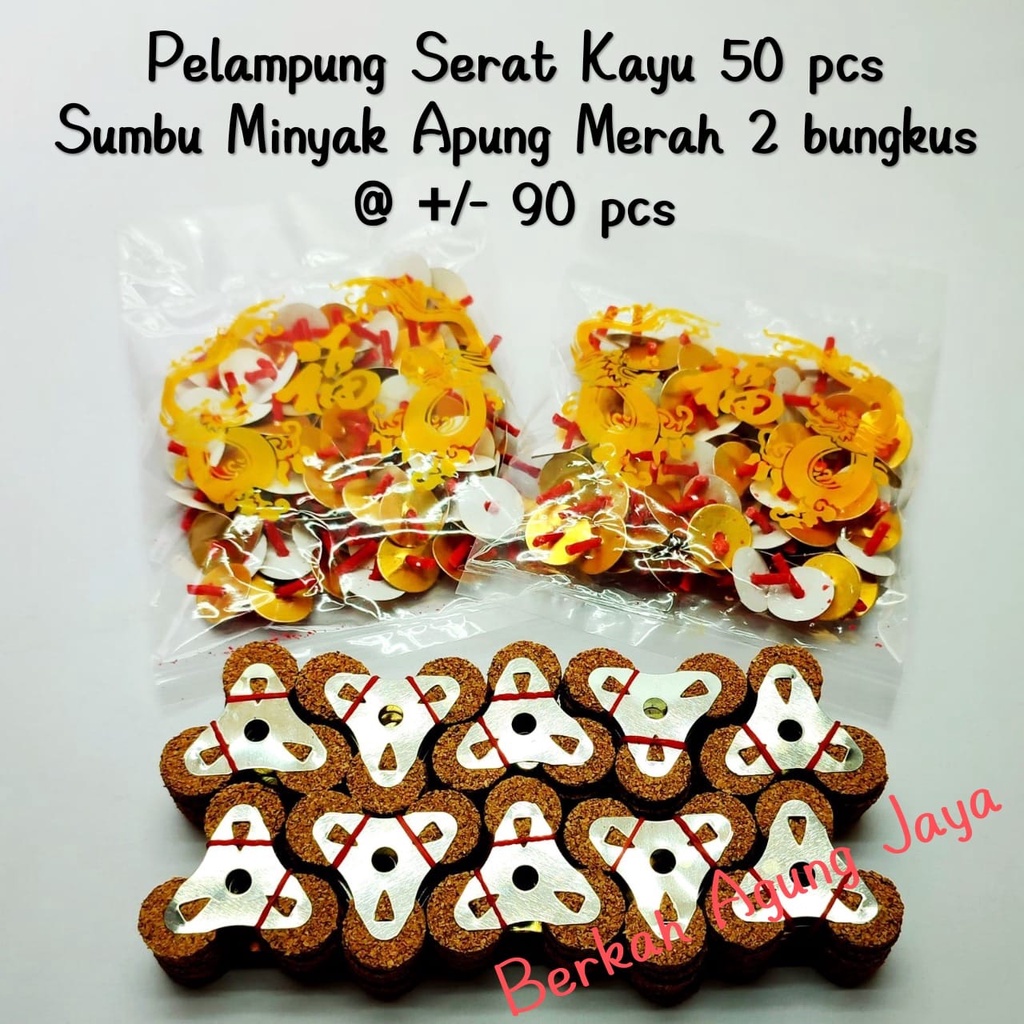 Pelampung Serat Kayu 50 pcs + Sumbu Minyak Apung Merah 2 bungkus