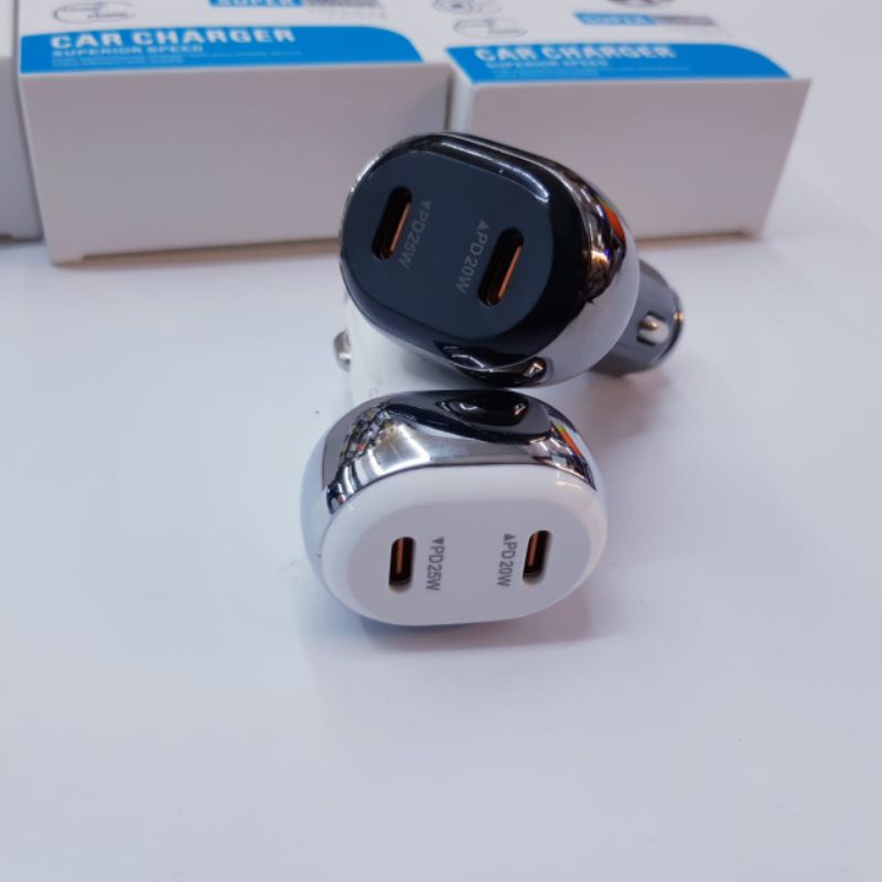 Saver Car Charger DIINAMI dual usb 25W samsung dan 20w iphone suport Fastcharging 3.1A Dual USB Smart IC Quick Charging Mobil Original 45W DINAMI SAVER Model C18 CAS CASAN MURAH BAGUS