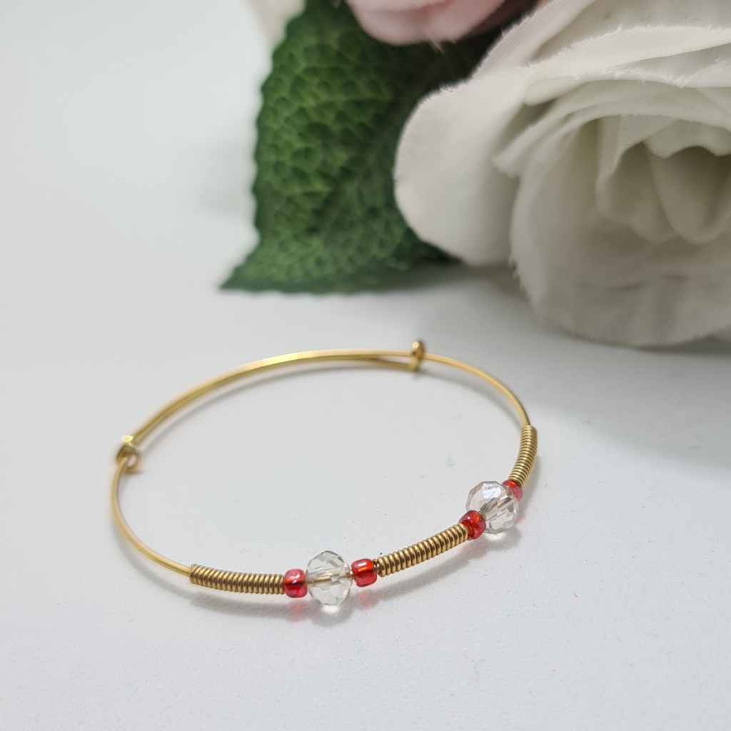 Gelang Bayi Emas Muda Kristal Putih