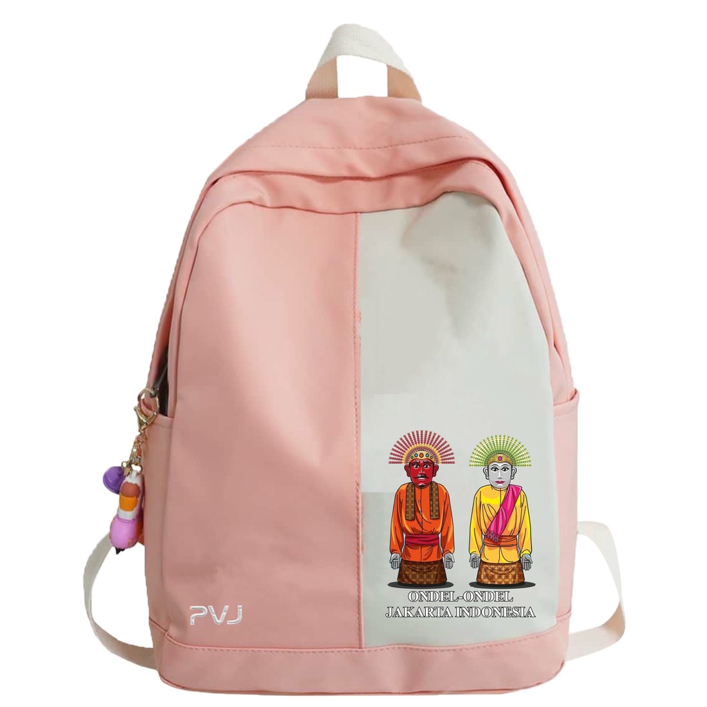 PVJ - Tas Motif Ondel-ondel Betawi Ransel Sekolah Laki-laki dan Perempuan