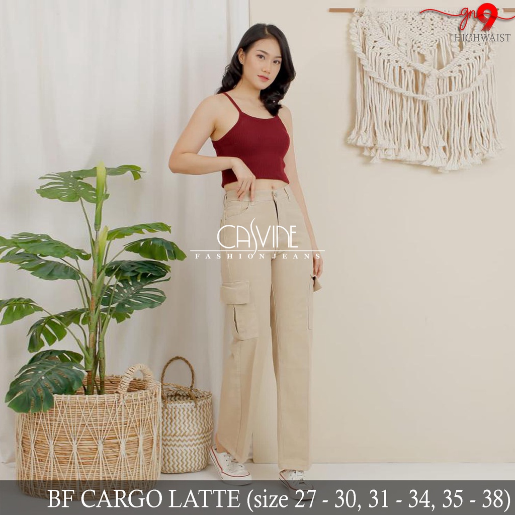 CASVINEJEANS | Celana Boyfriend Cargo Cewek Wanita Bigsize Jumbo Non-Stretch Ready 5 Warna