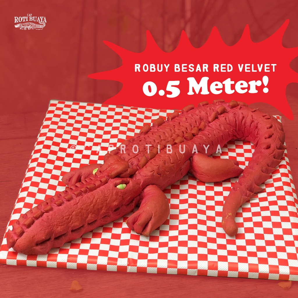 

Roti Buaya Besar Red Velvet 0,5 Meter