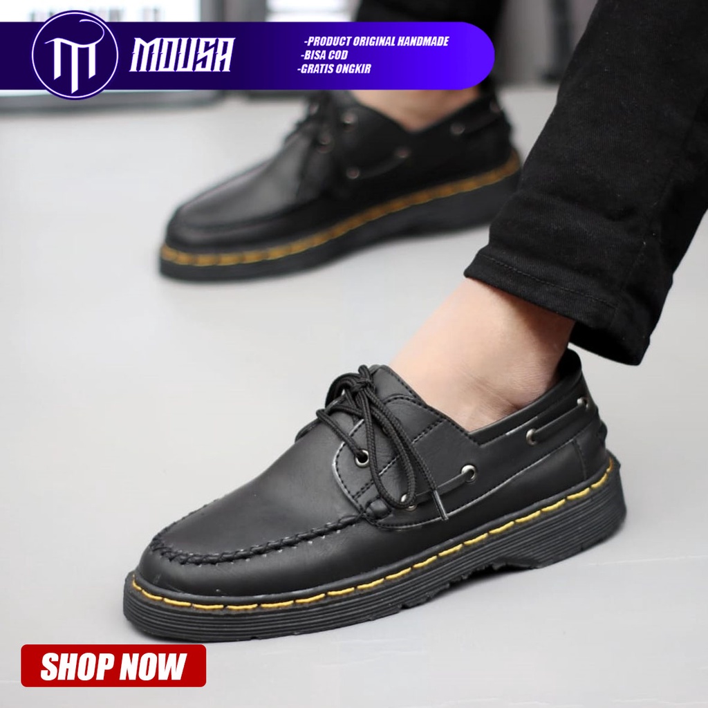 Sepatu Pantofel Formal Docmart Kerja Hitam Mousa Lomi