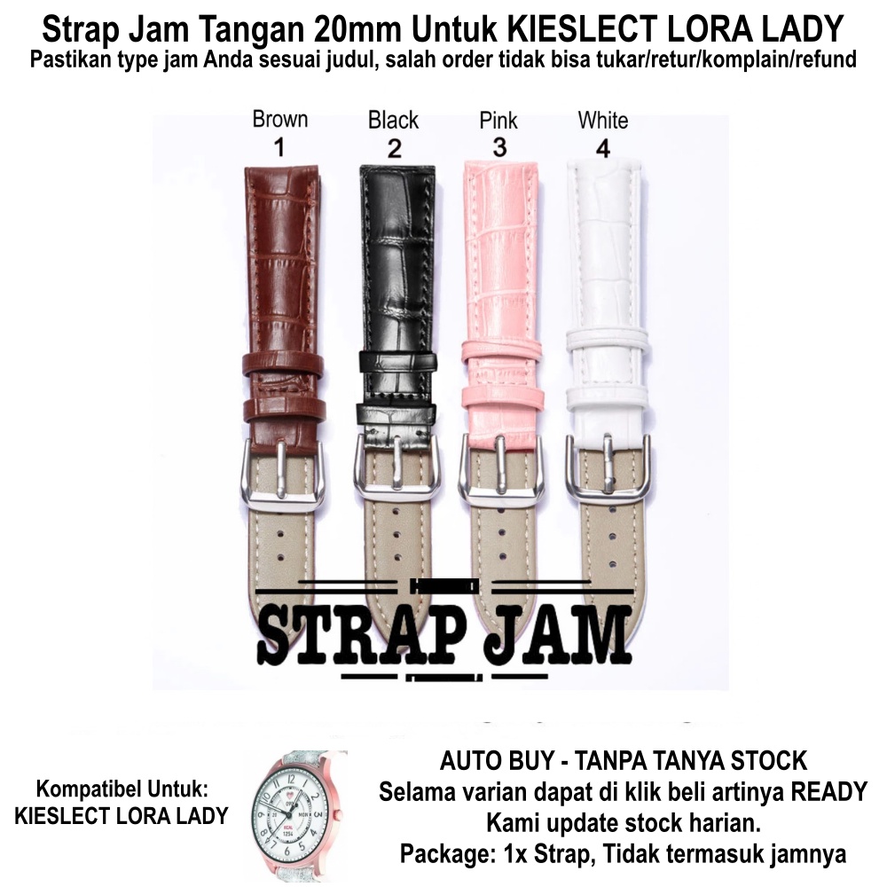 Tali Jam Kompatibel Kieslect Lora Lady 20mm - Strap Kulit Motif Crocodile