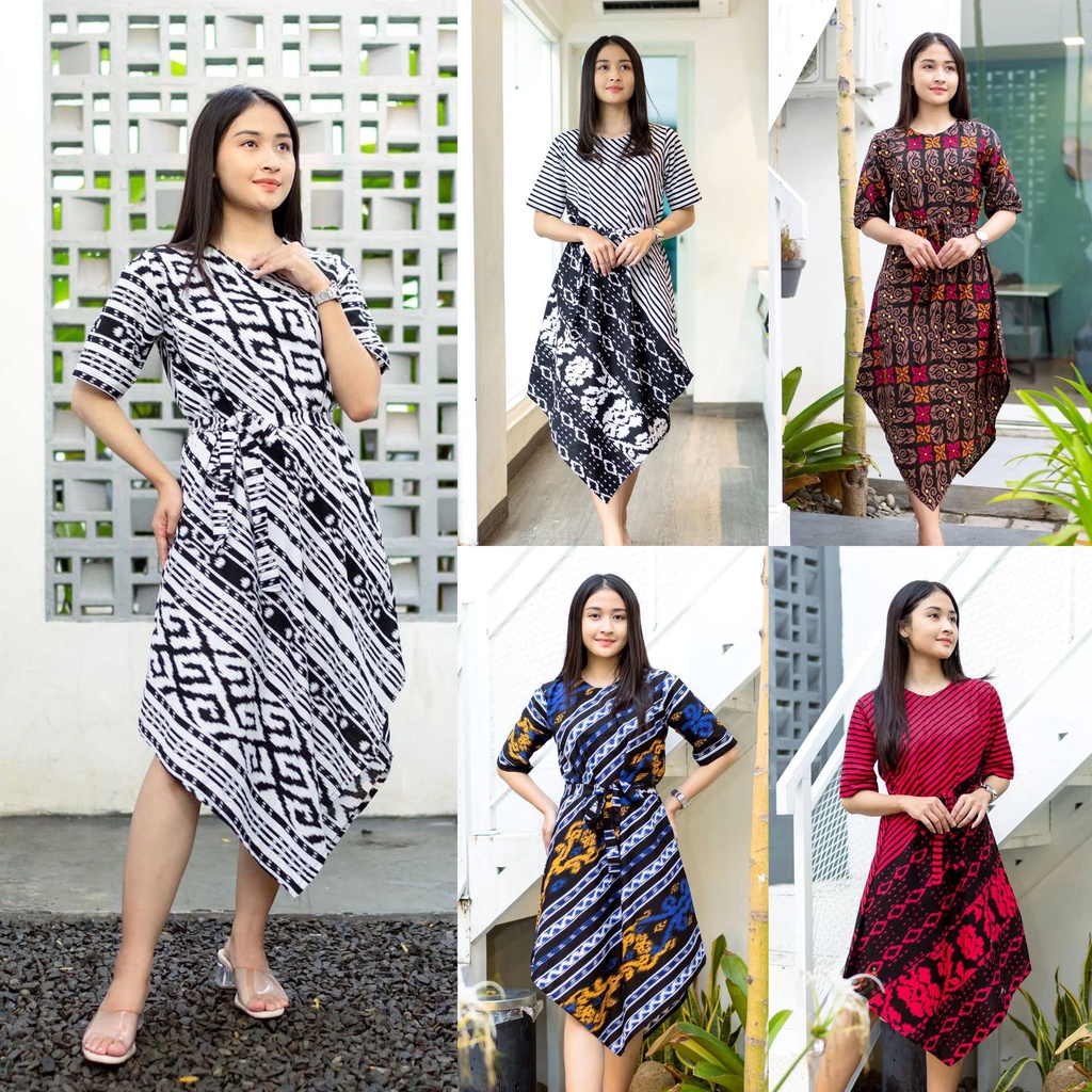 Baju Batik Wanita Modern M L XL XXL Atasan Batik Kerja Wanita Songket Dress Batik Tunik Seragam Batik Modern