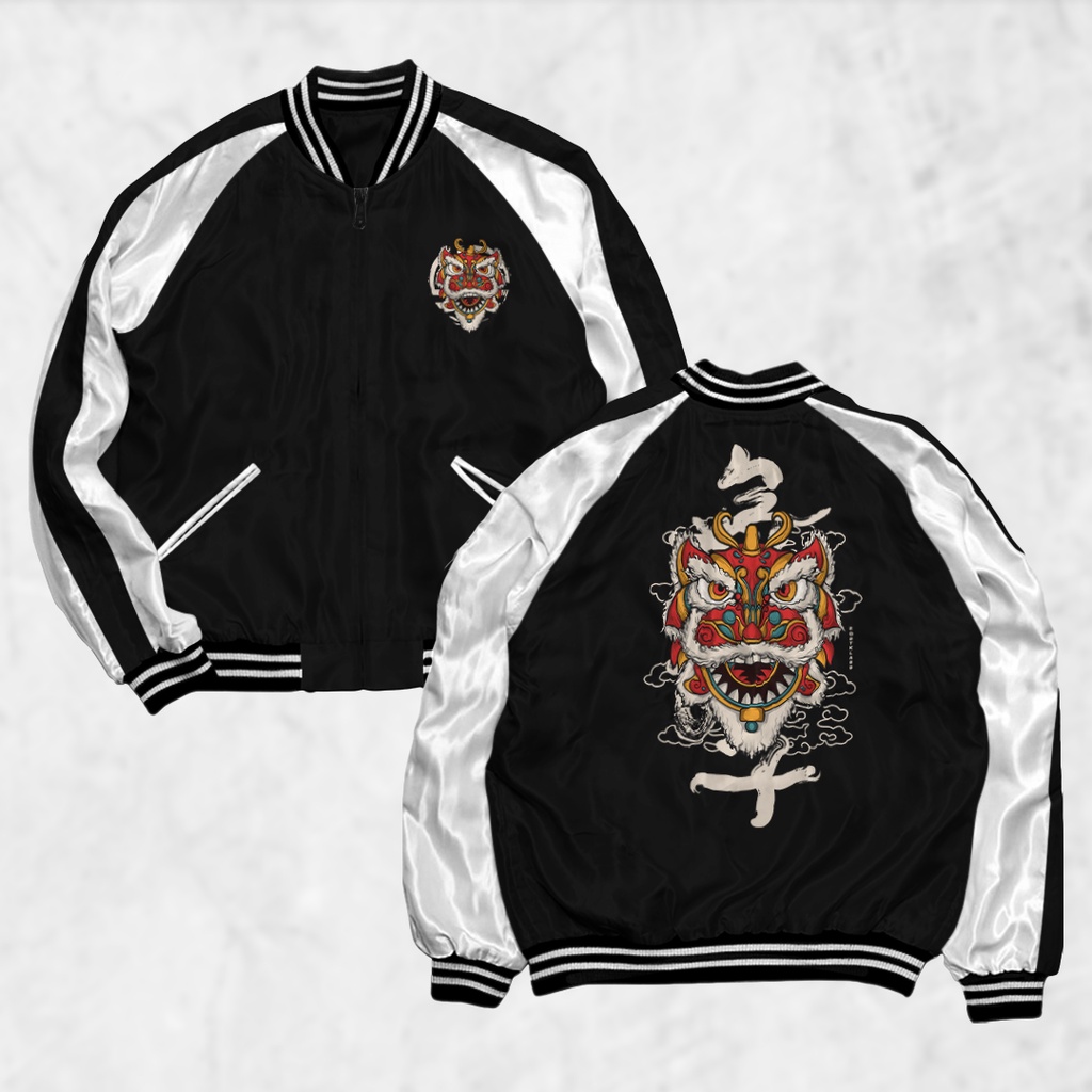 Fortklass Jaket Sukajan Barongsai Sablon Jaket Pria Wanita Distro Unisex Japan Premium Original