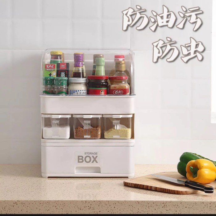 Bmn Rak Bumbu Dapur Serbaguna Storage Box Tempat Penyimpanan Bumbu Moderen