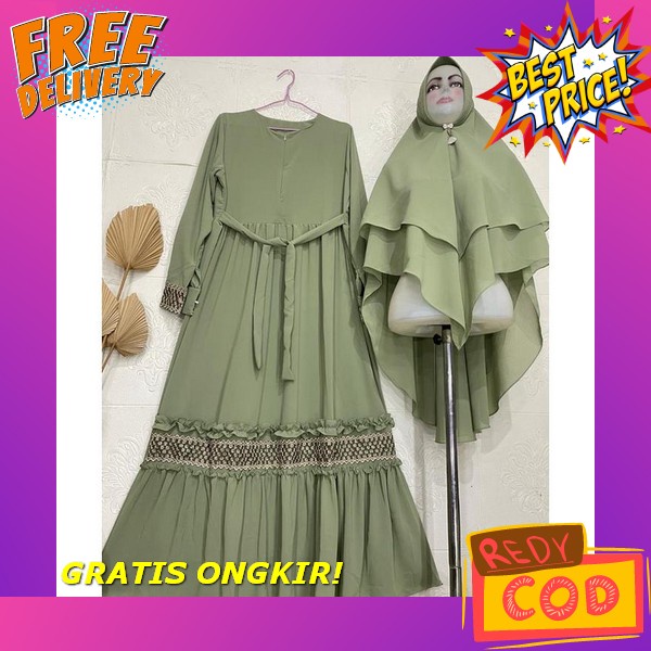 Gamis Terbaru Super Jumbo Kekinian Ld 130-140-150-160-170 Cm (Muat Bb 100Kg Up Gamis Syari Ceruty Mi
