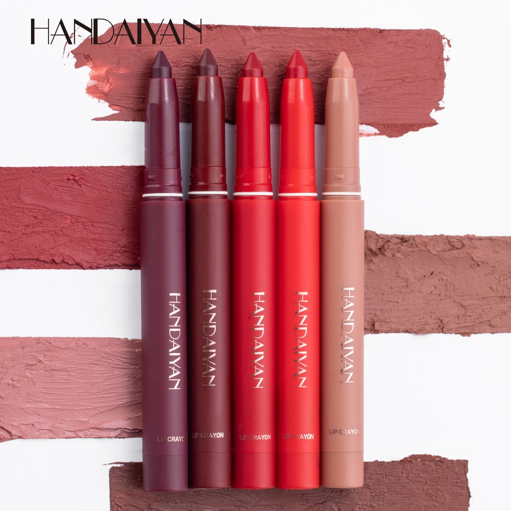 【 Baru】handaiyan Matte Lipstik Lip Crayon tahan lama anti air Smooth Lipstick pencils Lip Liner Antilengket Cup Lipliner