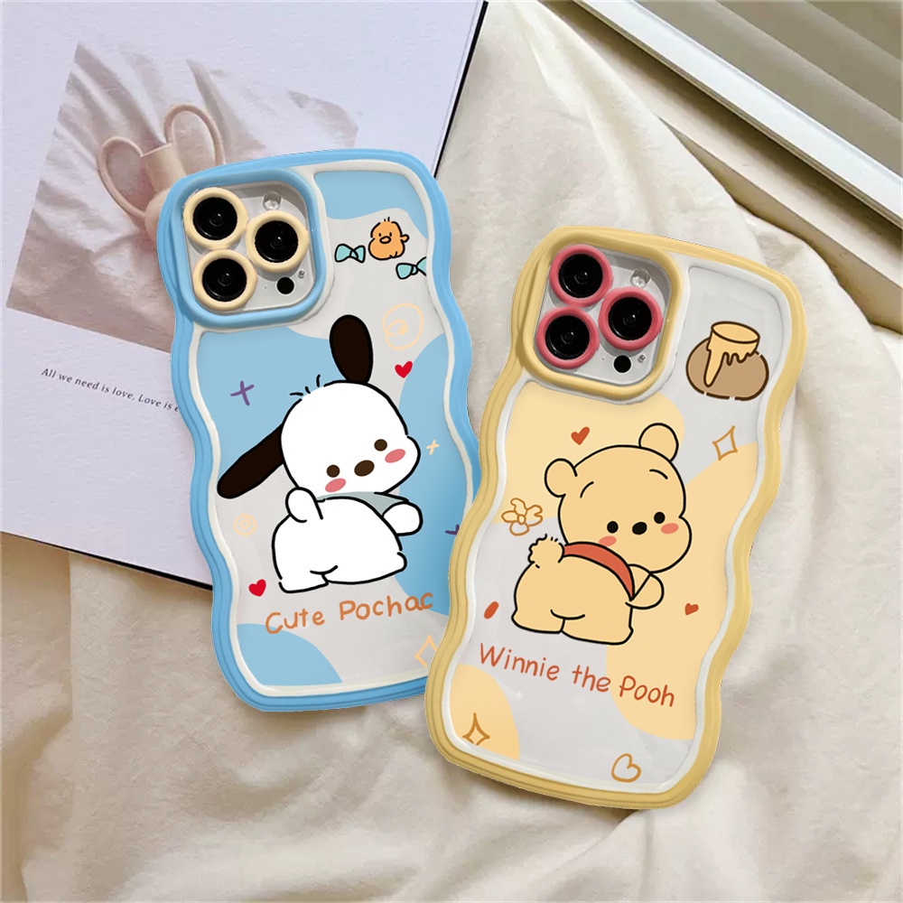 Realme 10 4G Realme C33 C35 C31 C30 9i 6i 5s 5i 7i C15 C12 C25 C21Y C25Y C11 C20 C3 C1 Narzo 50 20 Pro Cute Pochacco Dog Winnie the Pooh Case Lembut Bergelombang Penutup Tepi BY