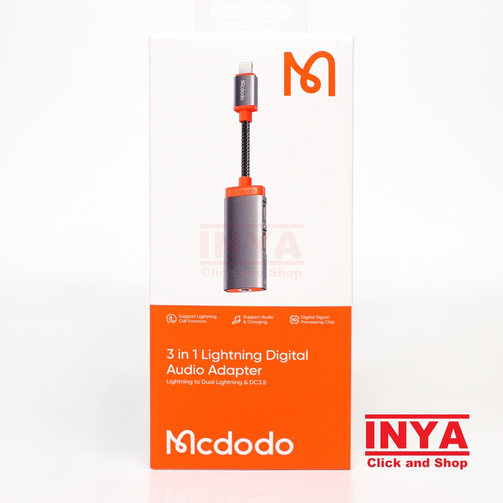 AUDIO ADAPTER 3in1 LIGHTNING DIGITAL MCDODO CA-0950 - Output Dual Lightning &amp; DC3.5