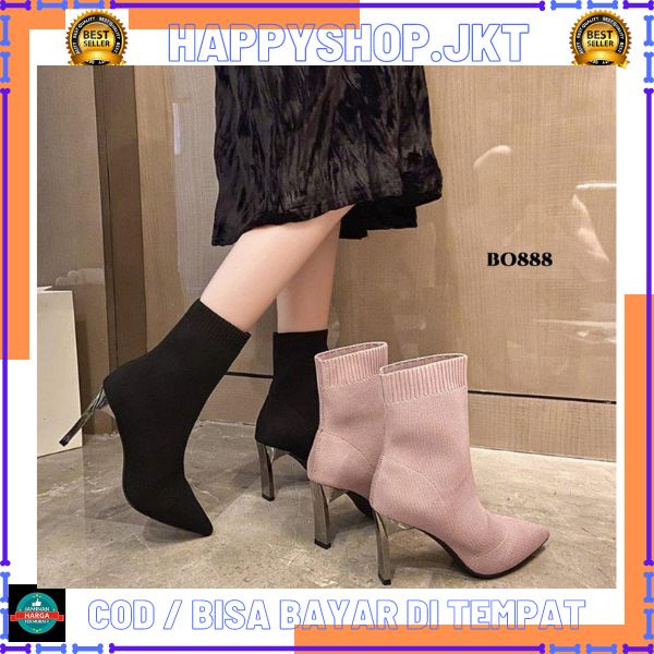 HS Sepatu Wanita Hak Tinggi Ankle Boots Fashion Import 268