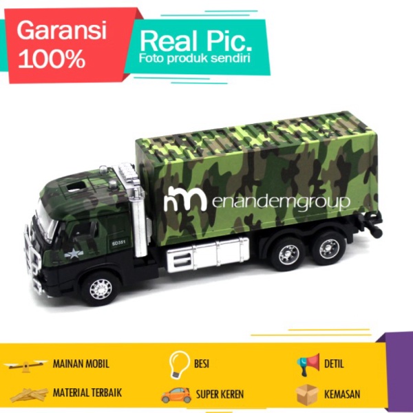 Dijual Diecast Miniatur Mainan Mobil Truk Militer Pullback Metal - Truk Murah